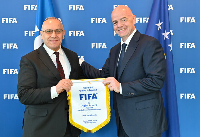 FIFA President Gianni Infantino Meets With Kosovo Minister of Culture, Youth and Sport Hajrulla Çeku and Kosovo Football Federation President Agim Ademi